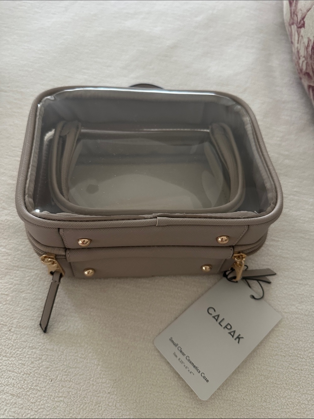 CALPAK Taupe Clear-Top Cosmetic Case